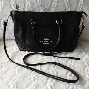 Coach Pebble Leather Mini Emma Satchel black